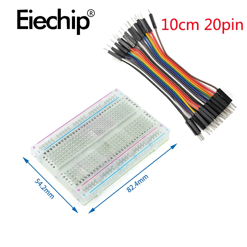 Breadboard 400 Point - エッジのないコネクタボード,400ポイント,ミニテスト,プロトコルボード,8.5x5.5cm,透明ブレッドボード,オスからオス,デュポンケーブル,DIY