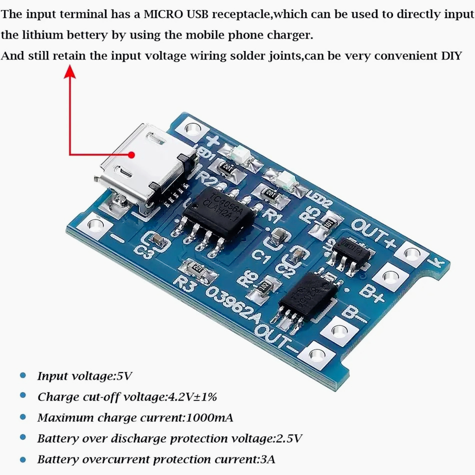 10/20個入り 5V 1A 18650リチウム電池充電ボー - Tp4056 Module のレビューと価格